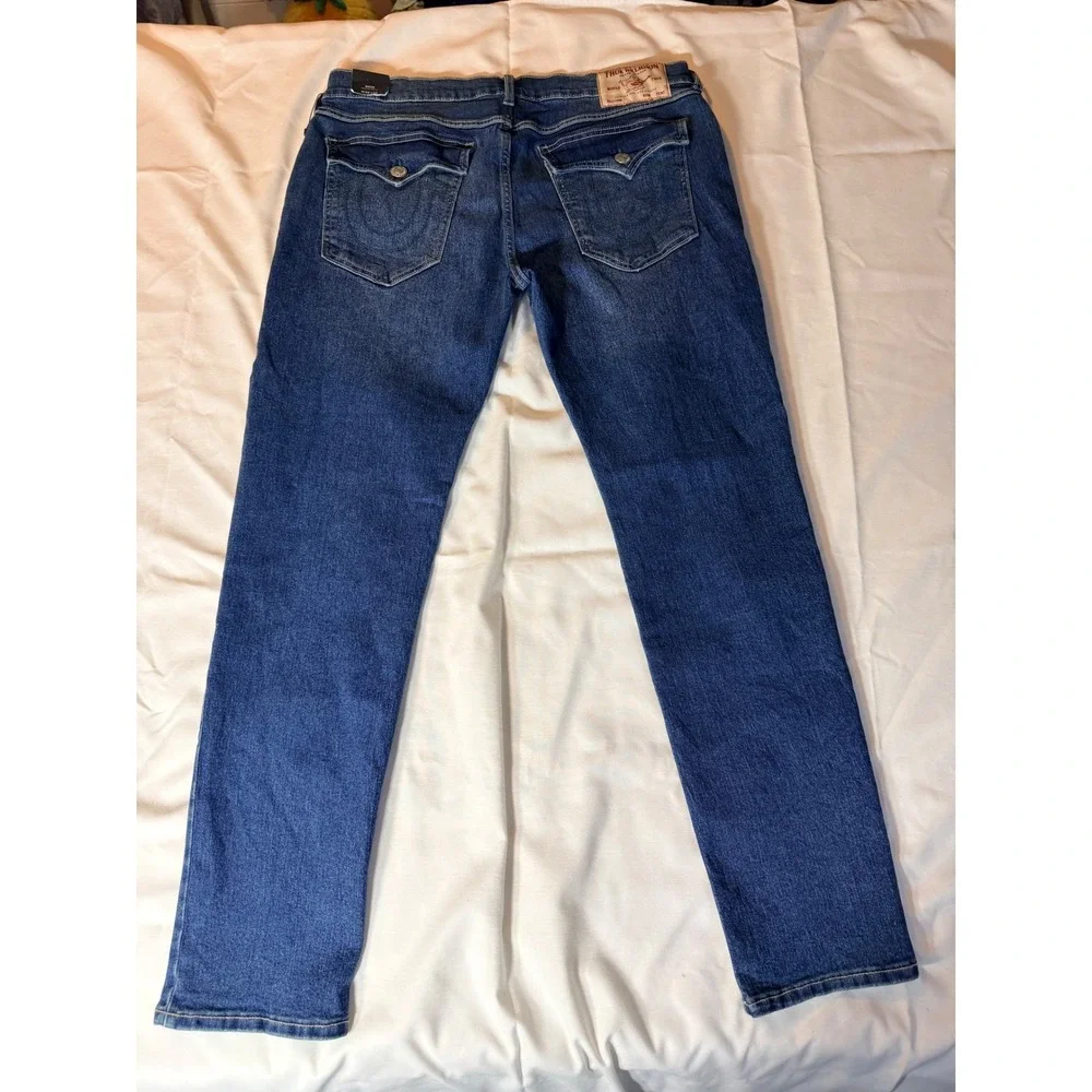 True Religion Rocco Relaxed Skinny Jeans Medium Blizzard Wash 700117 Mens 36x32
